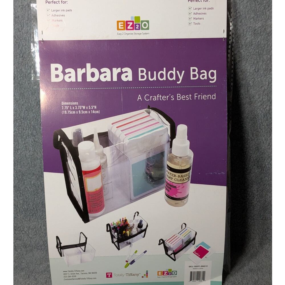 TOTALLY TIFFANY Barbara Buddy Bag Clear Craft Storage Ink Pad Organizer NEW
